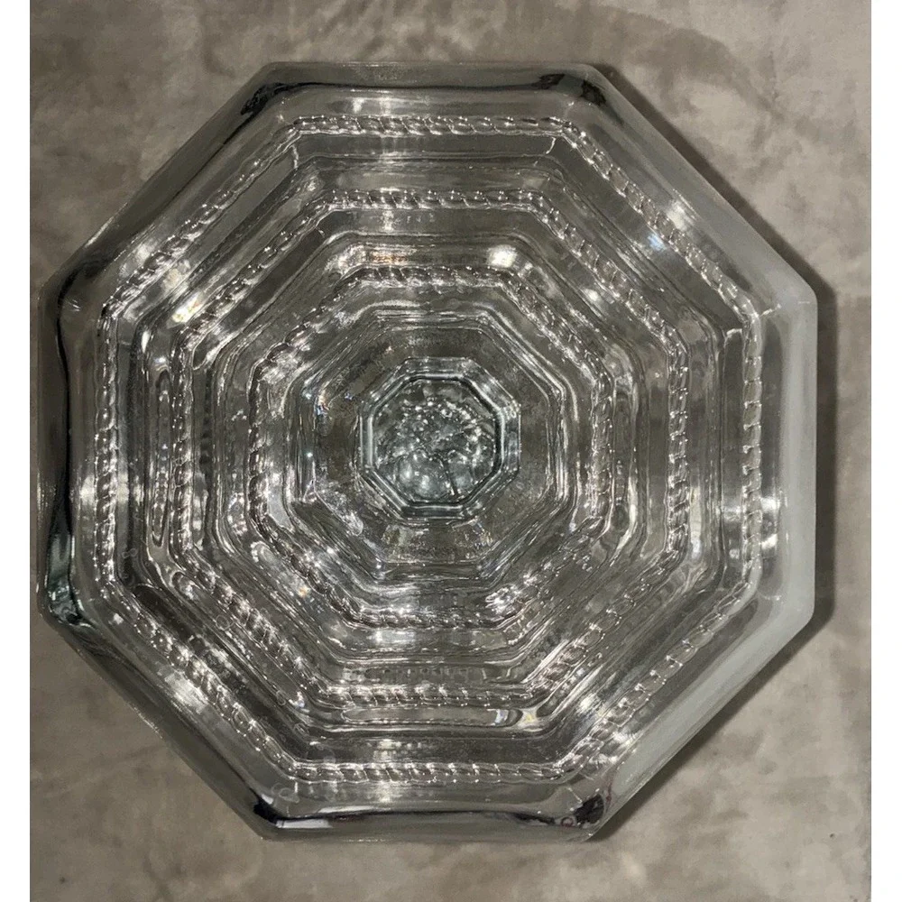 Vintage Cambridge Tuscany Cake Plate Octagon Dome Clear Glass Italy 10in Stand